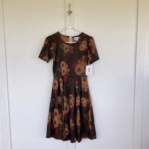 NEW with tags LuLaRoe Amelia brown sunflower fall dress